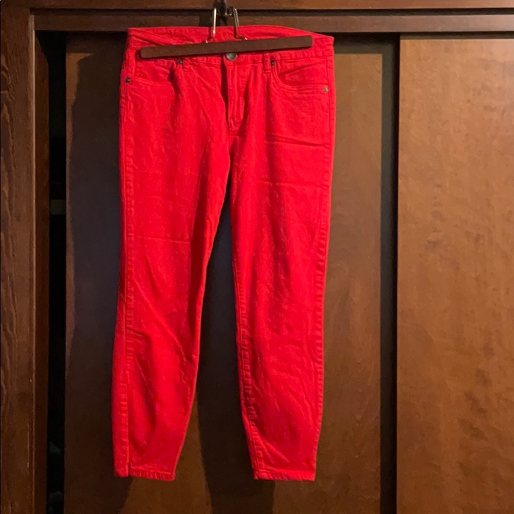 Red skinny jeans